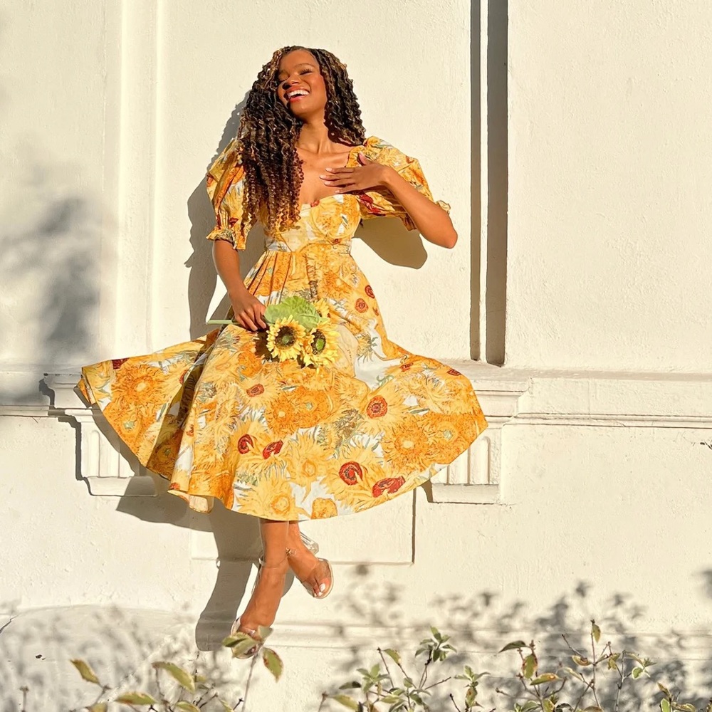 NWT Selkie Sunflowers Tea Rose Dress, M